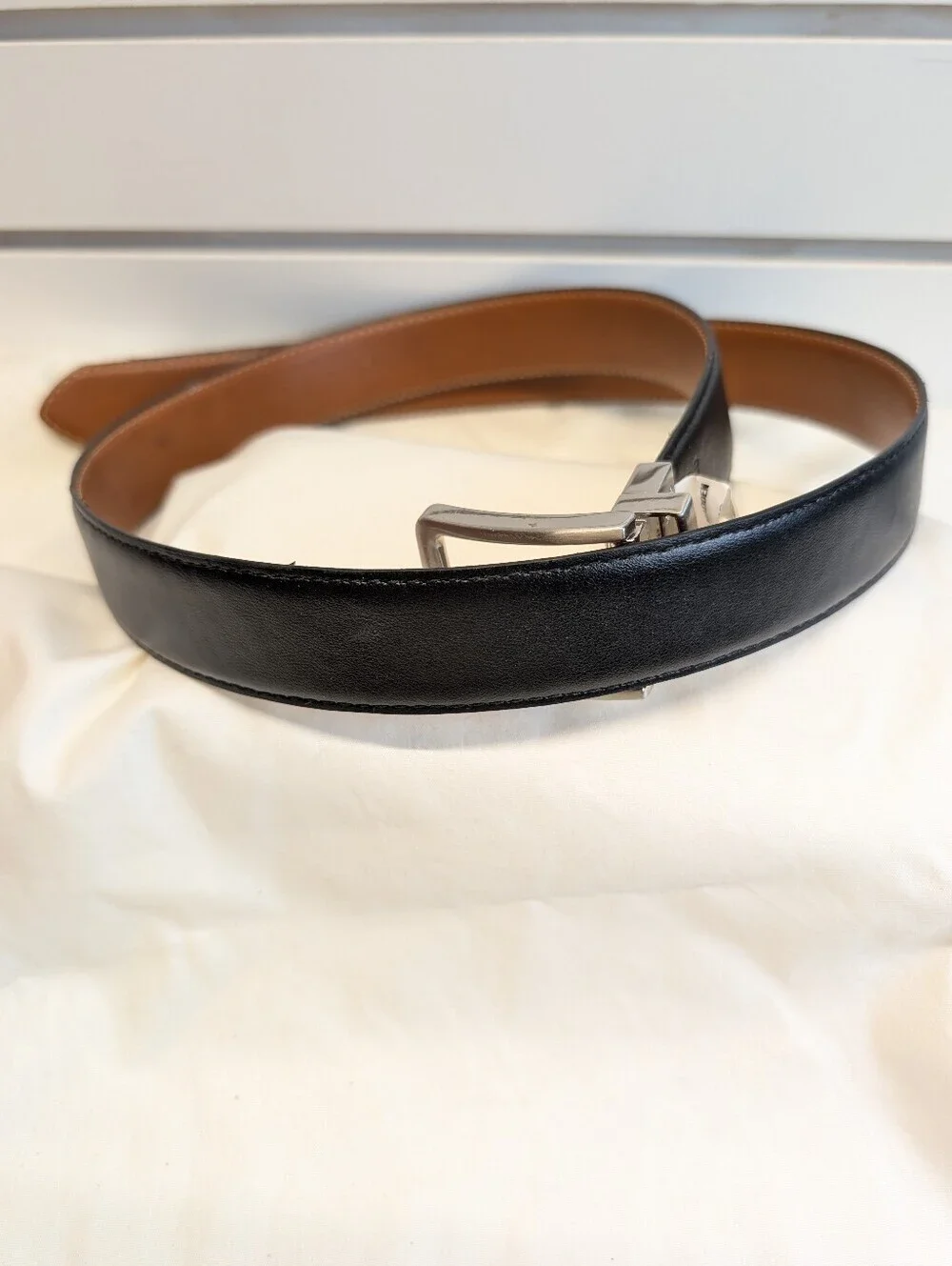 Steve Madden MEN'S‎ Reversible BELT SIZE (L 38/40) Black/Brown Silver Buckle